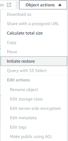 Initiate restore